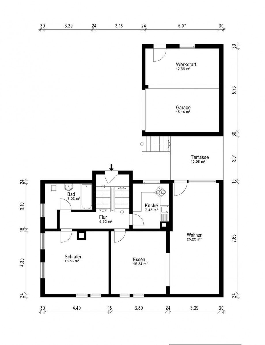 Grundriss EG Zweifamilienhaus Darmstadt