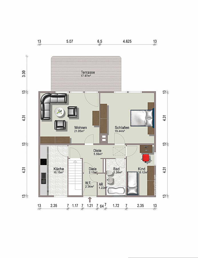 Grundriss EG Einfamilienhaus Rdermark