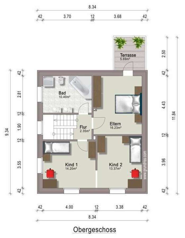 Grundriss OG Einfamilienhaus Erzhausen