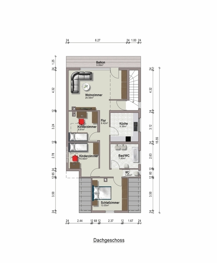 Grundriss OG Zweifamilienhaus Dieburg