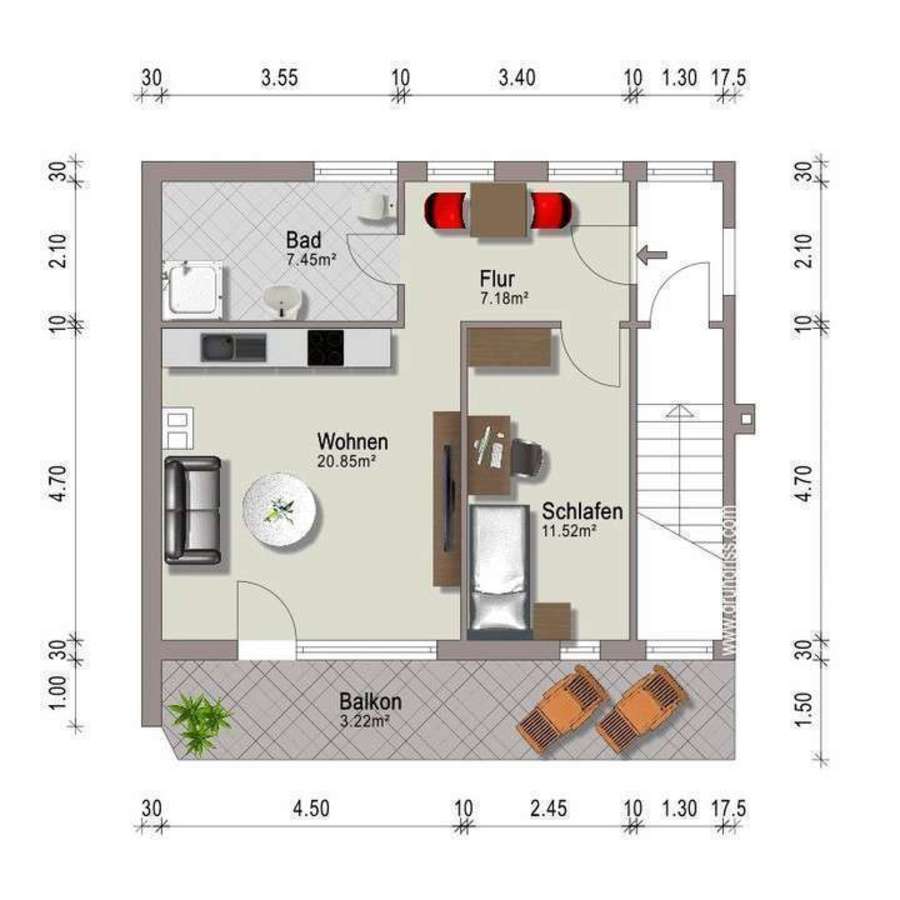 Grundriss Etagenwohnung Ginsheim-Gustavsburg