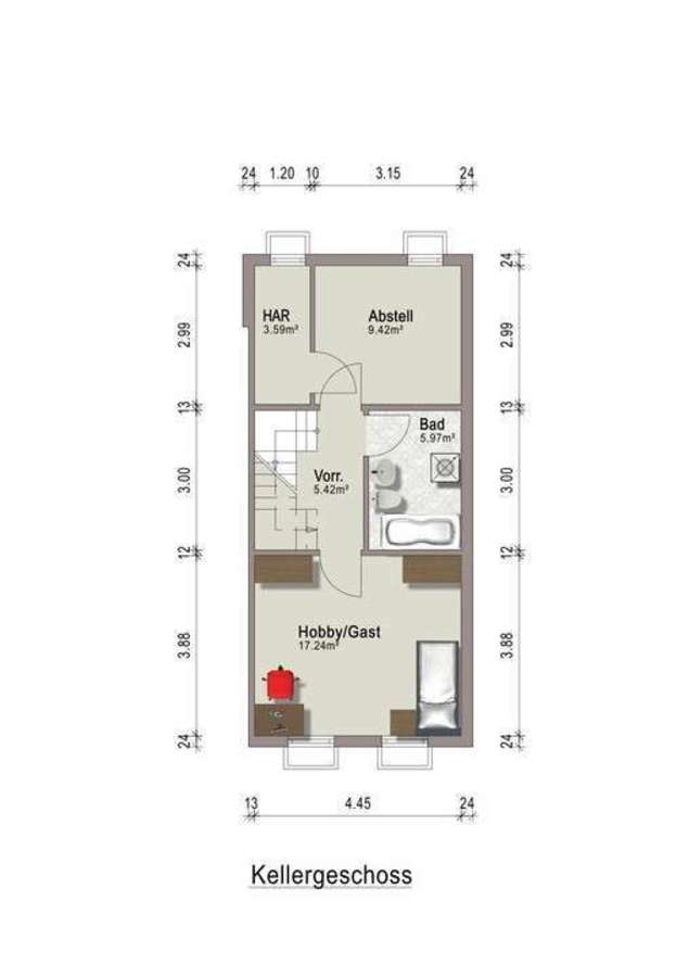 Grundriss KG Reihenmittelhaus Alsbach-Hhnlein