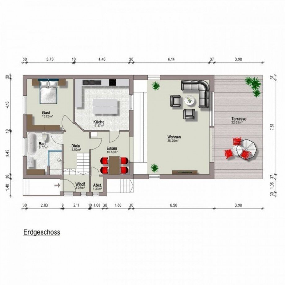 Grundriss EG Einfamilienhaus Seeheim-Jugenheim