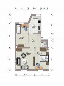 Grundriss 3 Zimmer-Wohnung Westend-Nord, F�rstenbergerstra�e