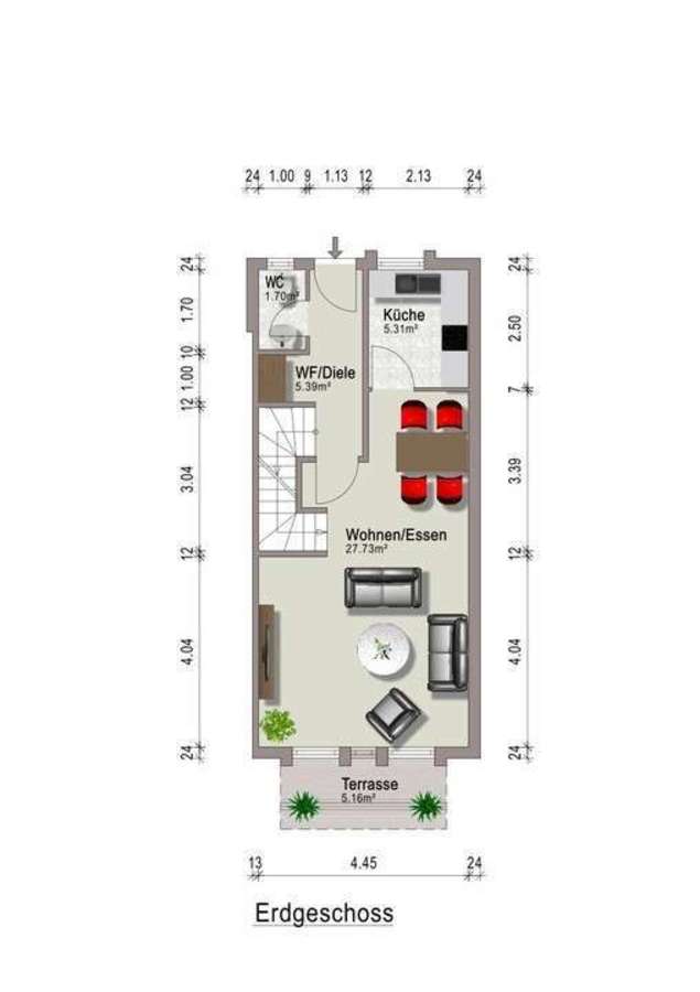 Grundriss EG Reihenmittelhaus Alsbach-Hhnlein