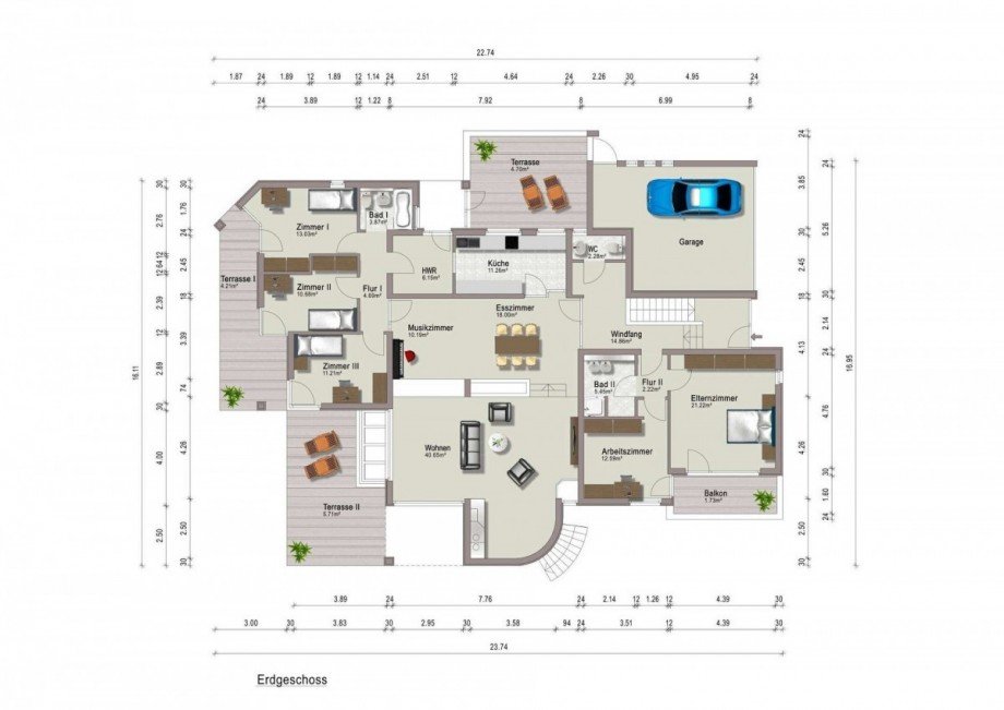 Grundriss EG Villa Mhltal