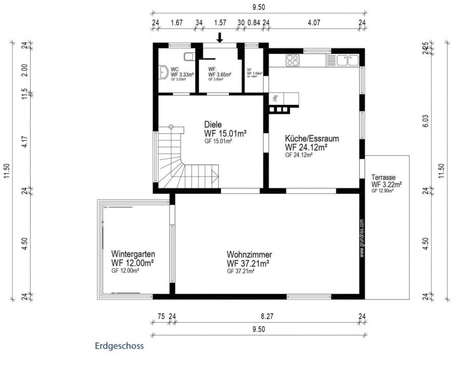 Grundriss EG Einfamilienhaus Trebur