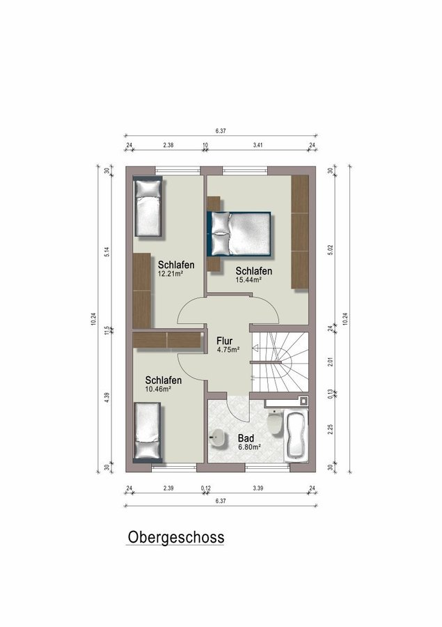 Grundriss OG Reihenmittelhaus Bensheim