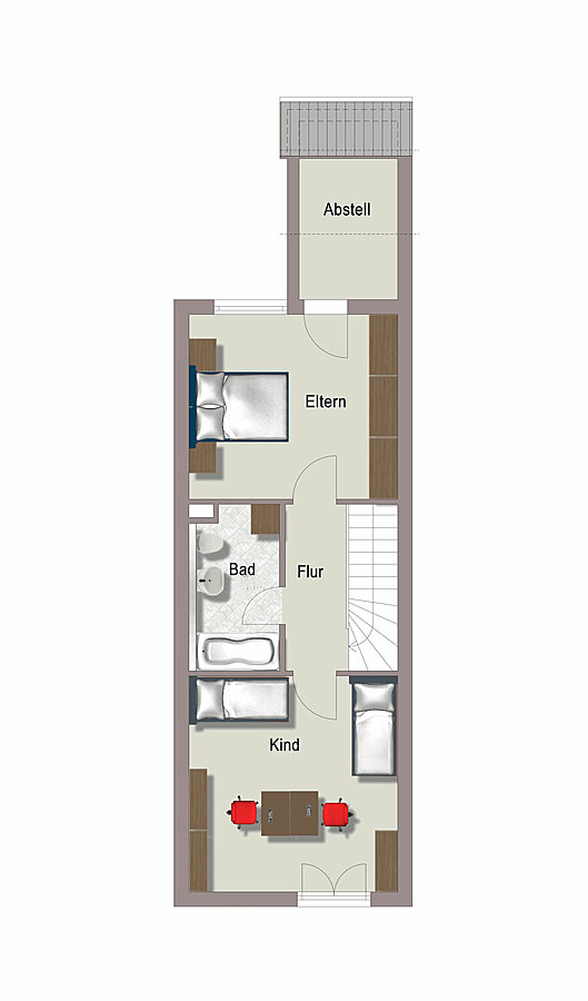 Grundriss OG Reihenmittelhaus Langen (Hessen)