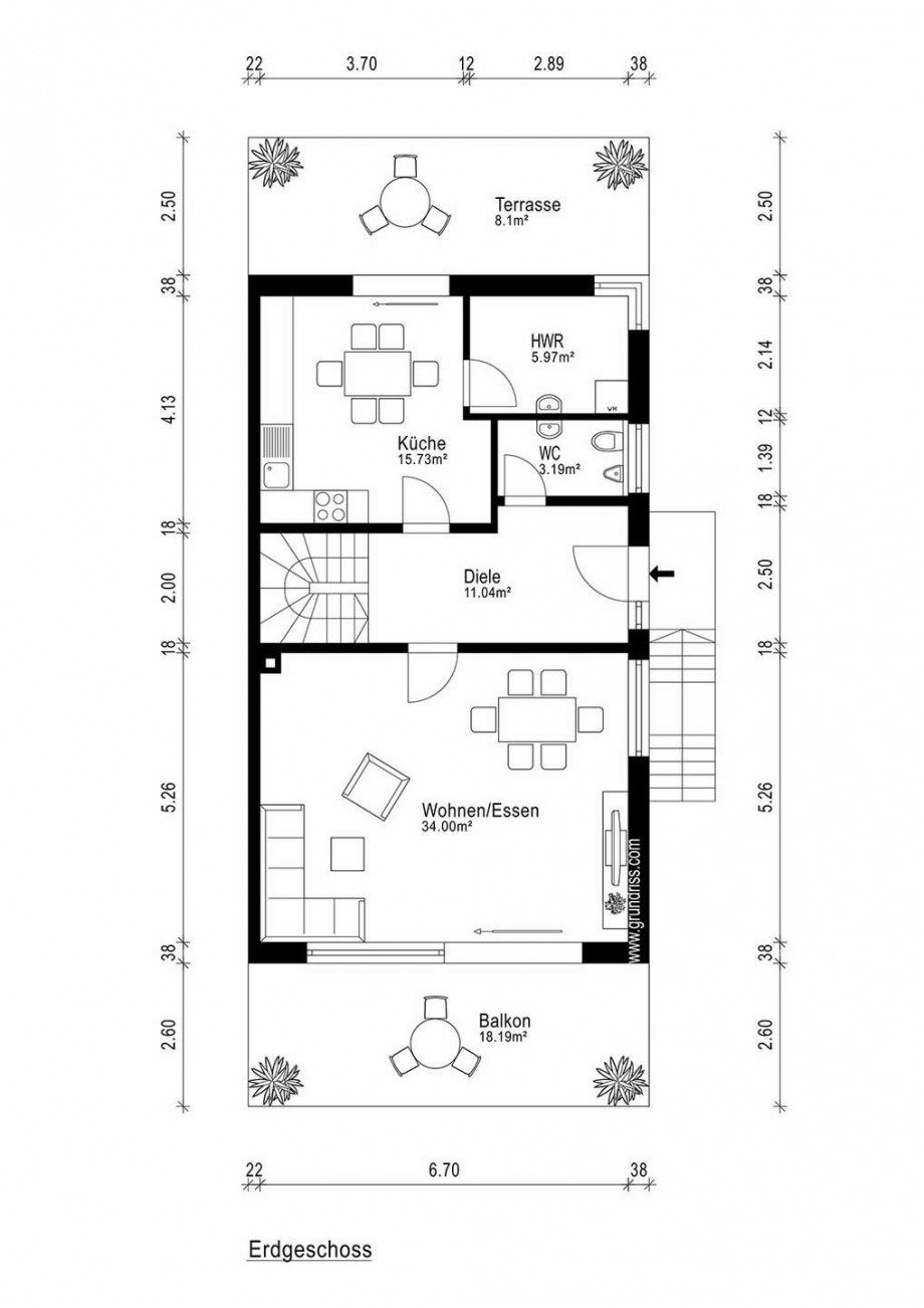 Grundriss EG Doppelhaush�lfte Heppenheim (Bergstra�e)
