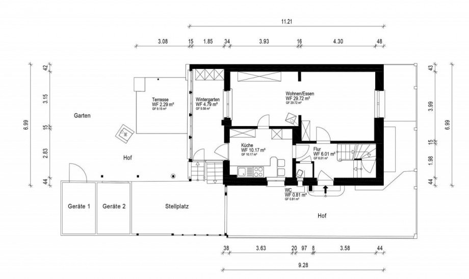 Grundriss EG Doppelhaush�lfte Hanau