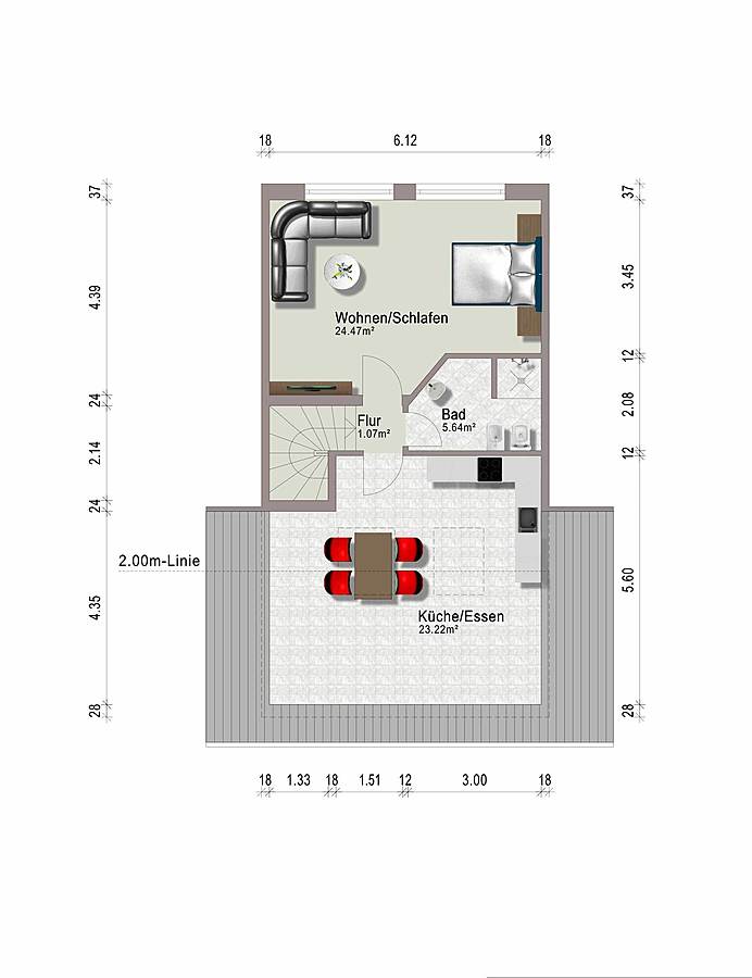 Grundriss DG Reihenmittelhaus Viernheim