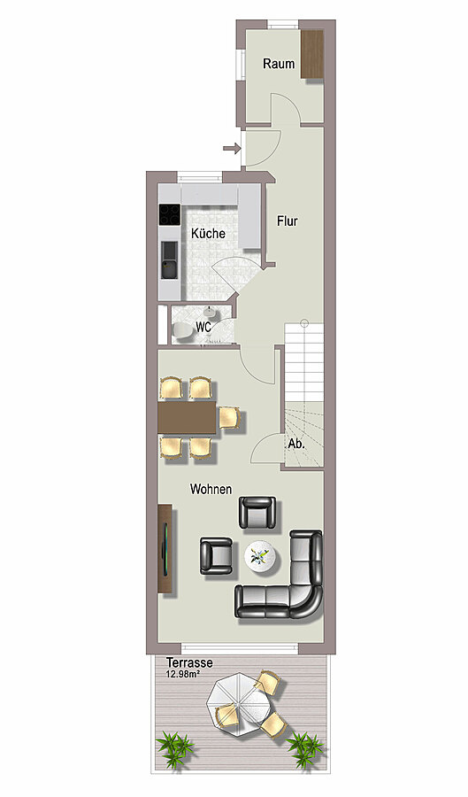 Grundriss EG Reihenmittelhaus Langen (Hessen)