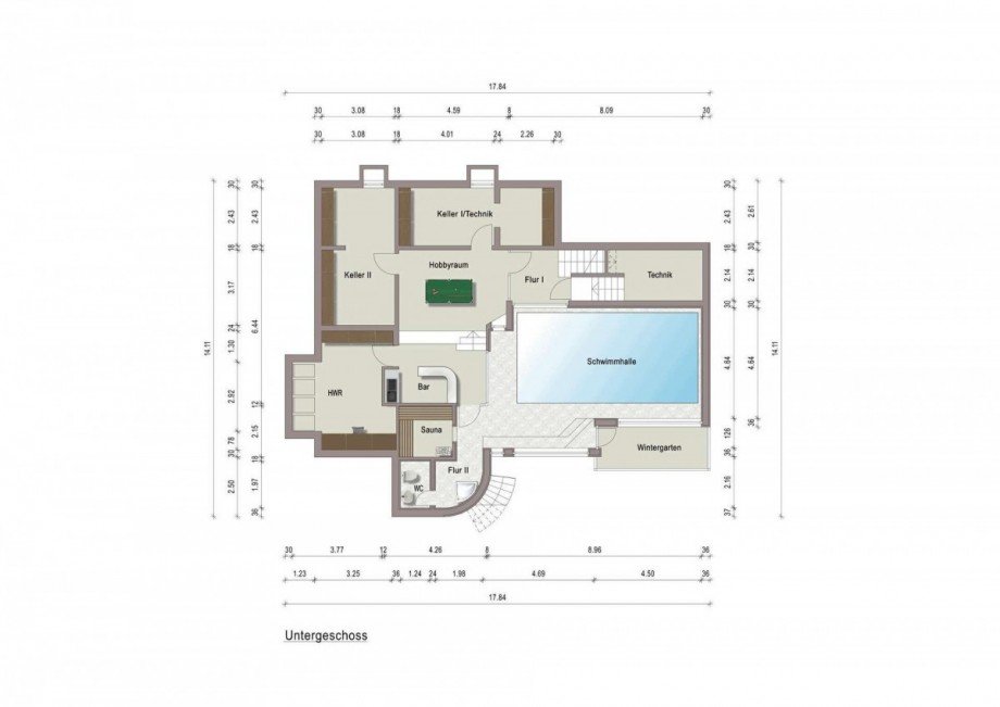 Grundriss UG Villa Mhltal