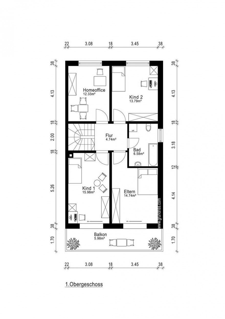 Grundriss OG Doppelhaush�lfte Heppenheim (Bergstra�e)