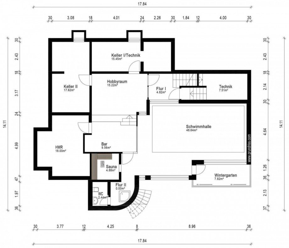 Grundriss UG Villa Mhltal