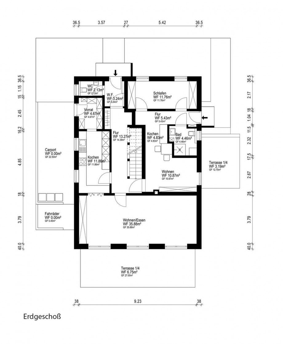 Grundriss EG Einfamilienhaus Messel