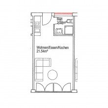 Grundriss tolles 1 Zimmer - Apartment in Rheinlage
