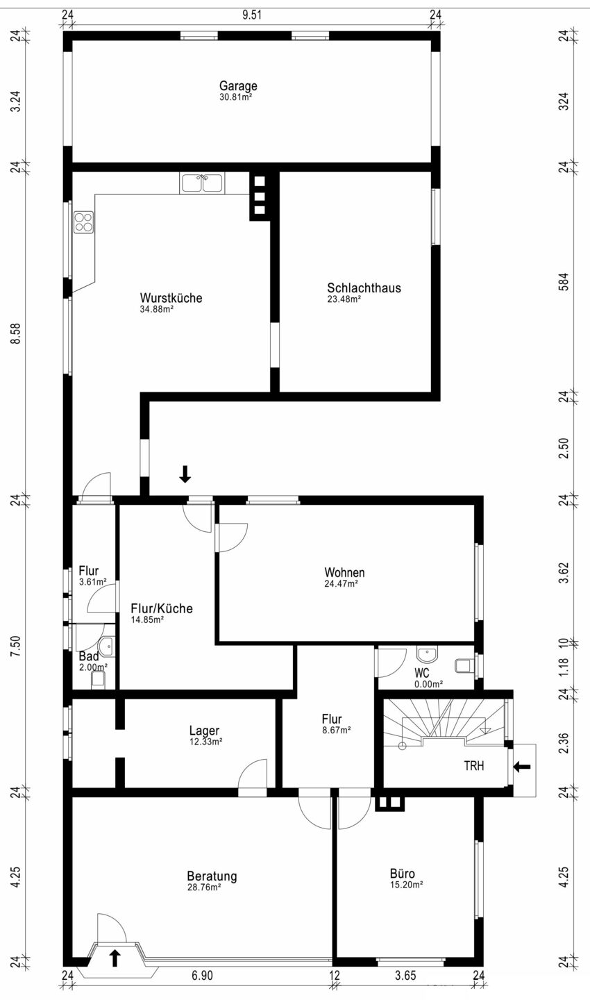 Grundriss EG Zweifamilienhaus Messel